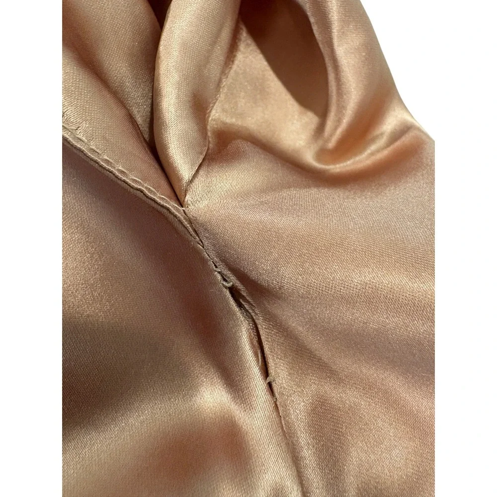 Vtg 50s‎ Slipper Satin Halter Dress Jacket Copper Pockets 2pc Set 28